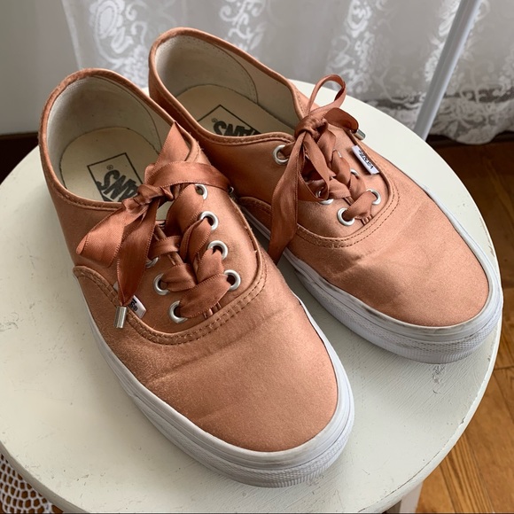 Vans Rose Gold Satin Lux Shoes - Picture 3 of 8